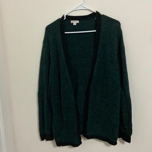 Green with black trim cardigan. Large. Brand: merona